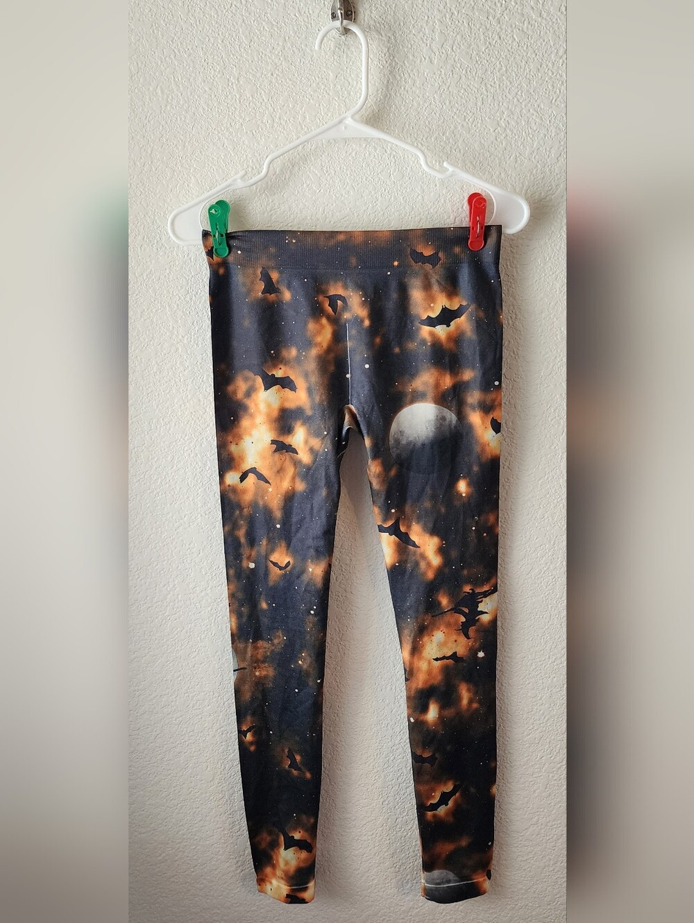 Halloween Moon & Bats Black Orange Leggings